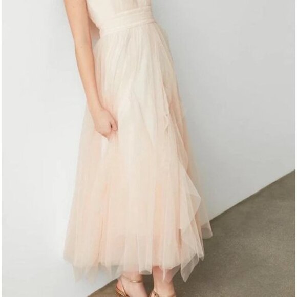 NEW BCBGMAXAZRIA Womens 6 Almond Pink Halter Neck Tulle Evening Gown Maxi Dress - Picture 3 of 15